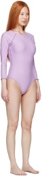 Sherris Purple Nylon One-Piece Swimsuit
