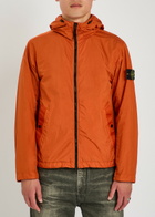 Stone Island Hooded Crinkled Nylon Jacket Orange