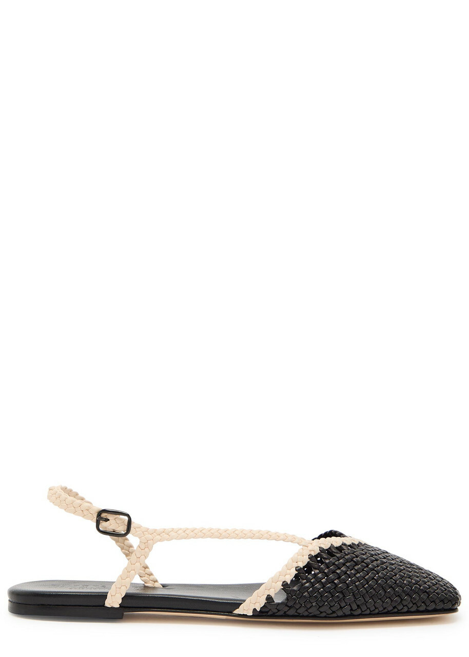 Hereu Rondaia Woven Leather Sandals Black And White