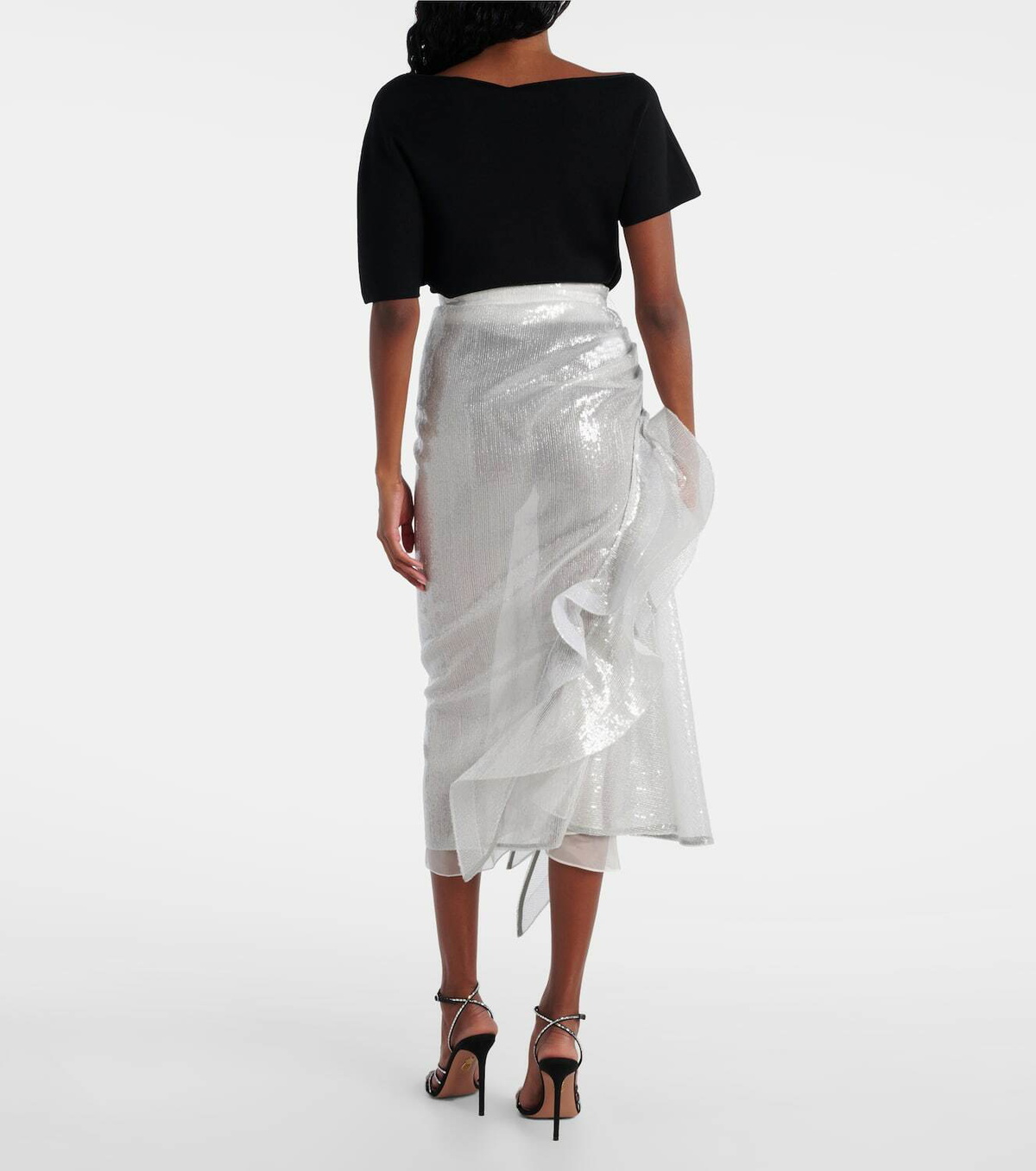 Maticevski Hymn ruffled sequined midi skirt