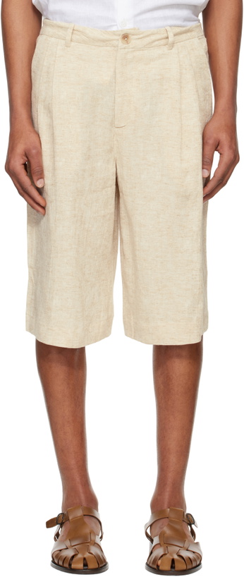 Photo: Holzweiler Beige Lino Linen Mix Shorts