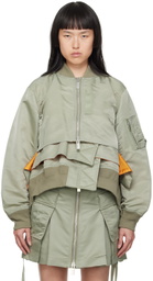 sacai Khaki Layered Bomber Jacket