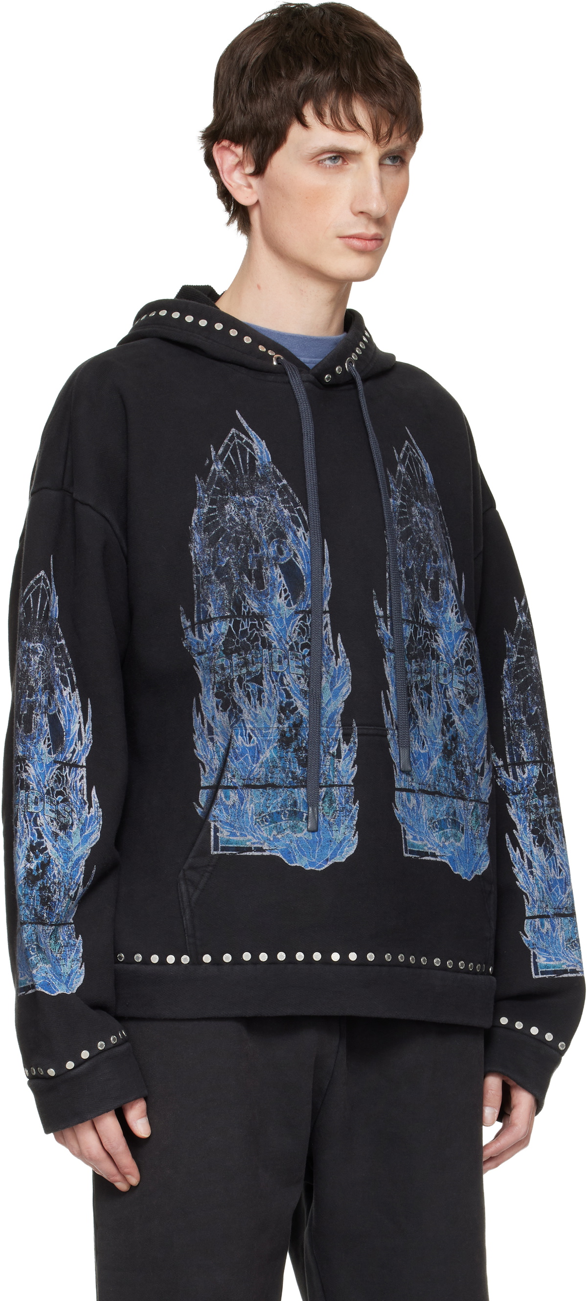 Who Decides War Black Flame Glass Hoodie