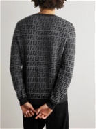 Fendi - Logo-Intarsia Wool, Cotton and Cashmere-Blend Sweater - Black