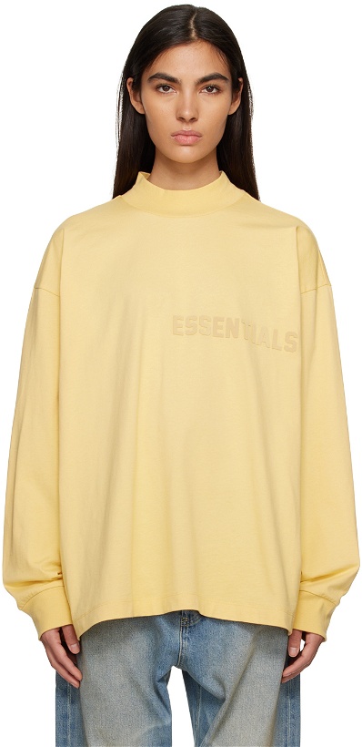 Photo: Essentials Yellow Crewneck Long Sleeve T-Shirt