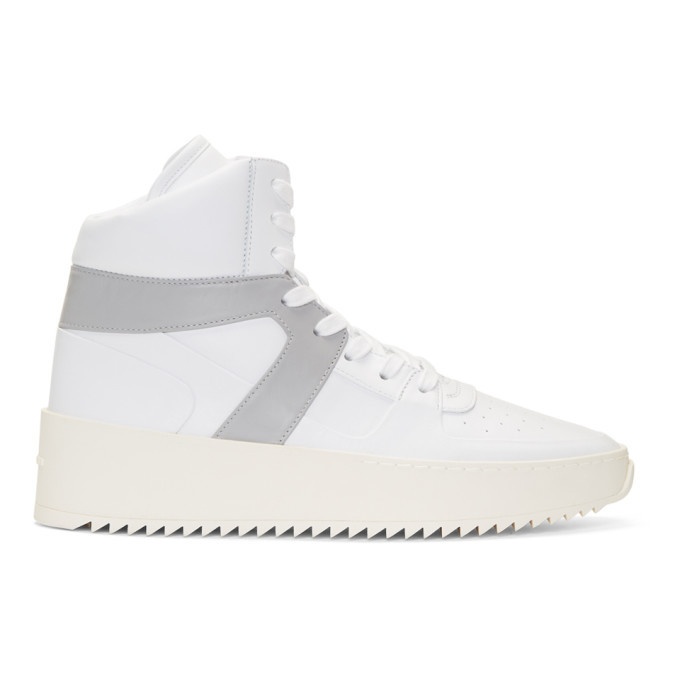 Photo: Fear of God White and Grey Basketball High-Top Sneakers
