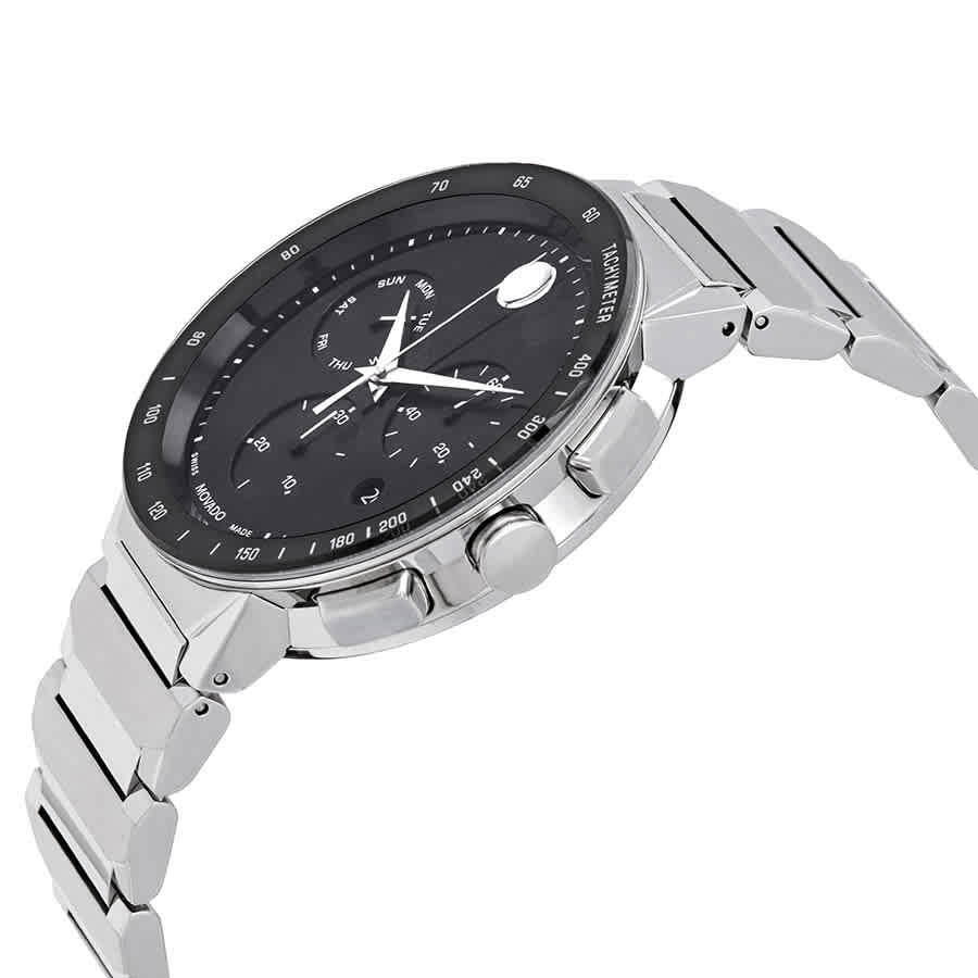Movado Sapphire Chronograph Quartz Black Dial Mens Watch 0607239