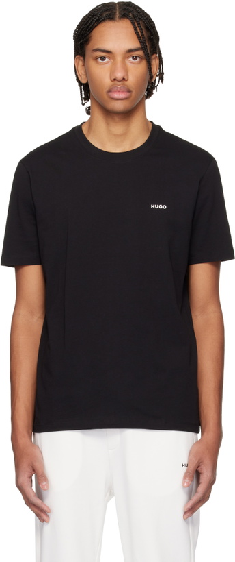 Photo: Hugo Black Logo-Print Cotton Jersey T-shirt