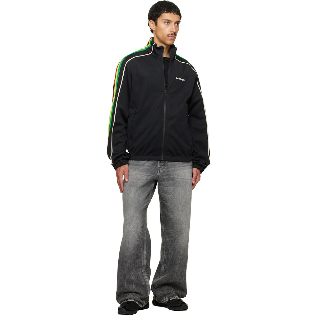 Palm Angels Black Classic Logo Vintage Track Jacket