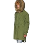 Mr and Mrs Italy Green and Brown Long Fur Parka