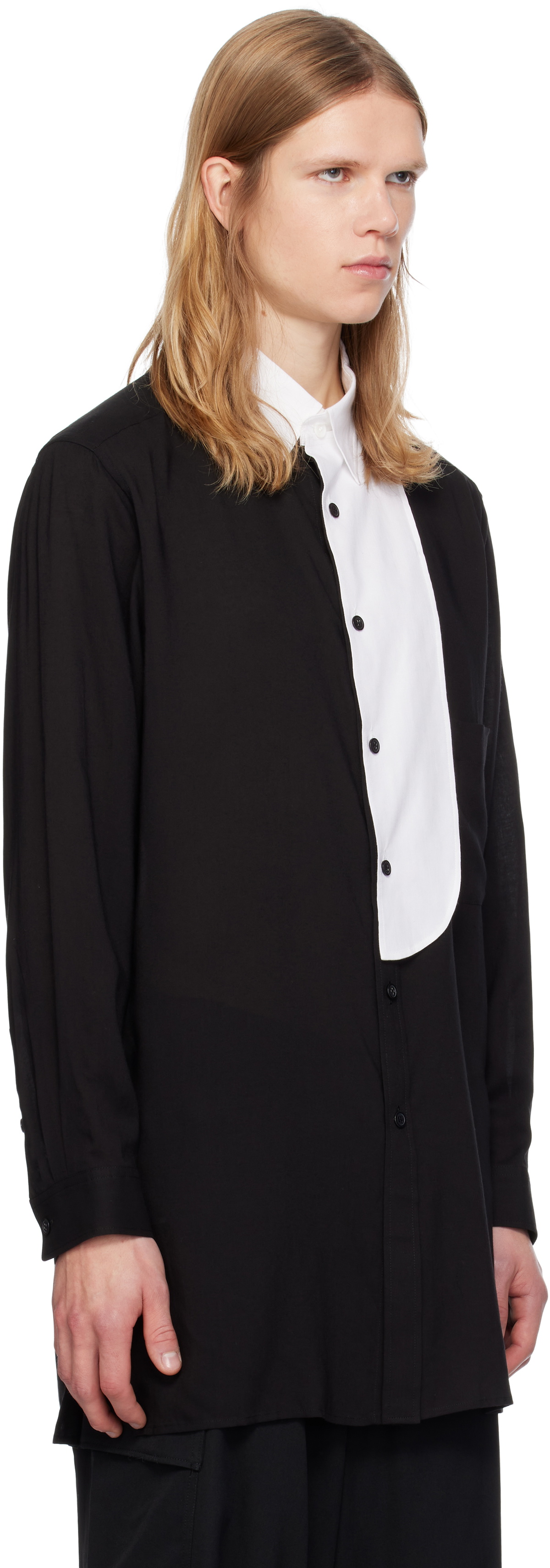 Y's For Men Black Front Patch Shirt
