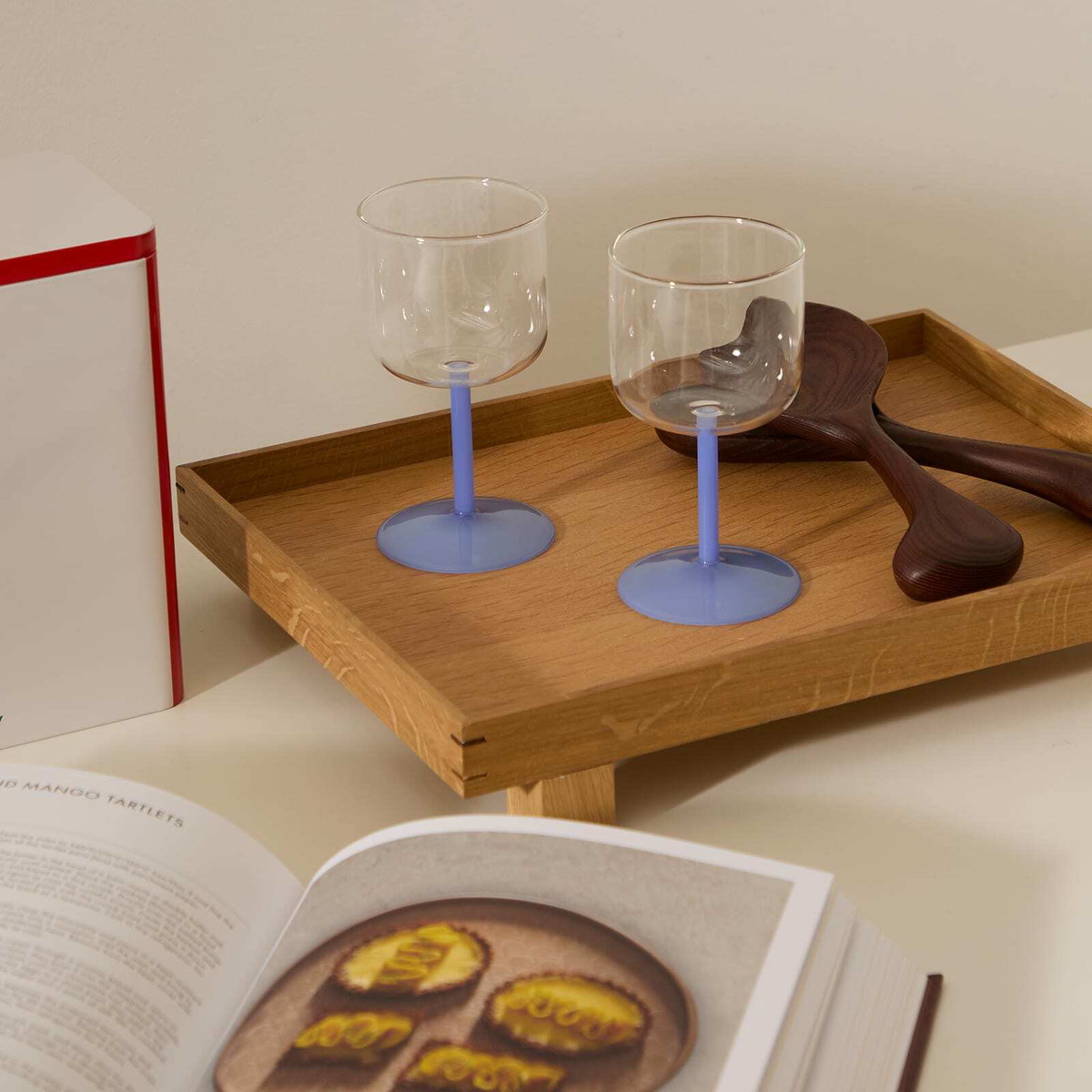 HAY Tint Wine Glass - Set of 2 in Clear/Jade Light Blue 