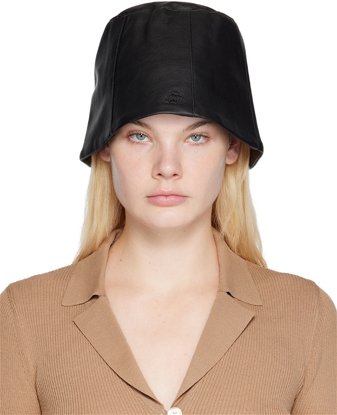 Photo: LOW CLASSIC SSENSE Exclusive Black Faux-Leather Bucket Hat