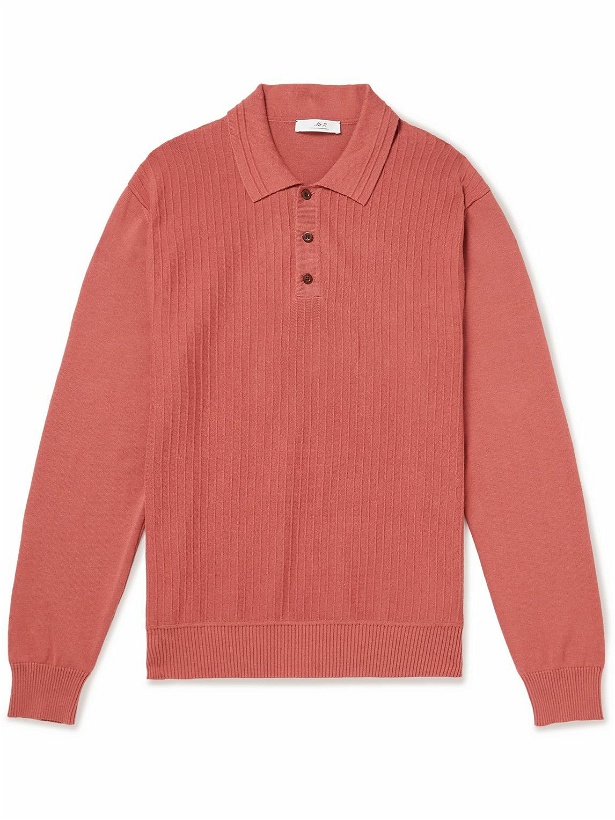 Photo: Mr P. - Ribbed Cotton-Jersey Polo Shirt - Red