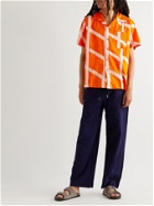 Post-Imperial - Ijebu Camp-Collar Checked Broderie Anglaise Cotton Shirt - Orange