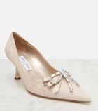 Jimmy Choo Auria 70 crystal-embellished glitter pumps