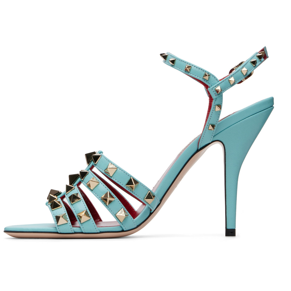 Valentino Garavani Blue Rockstud Kidskin Heeled Sandals