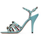 Valentino Garavani Blue Rockstud Kidskin Heeled Sandals