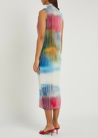 Issey Miyake Obscure Pleats Printed Woven Midi Dress Pink