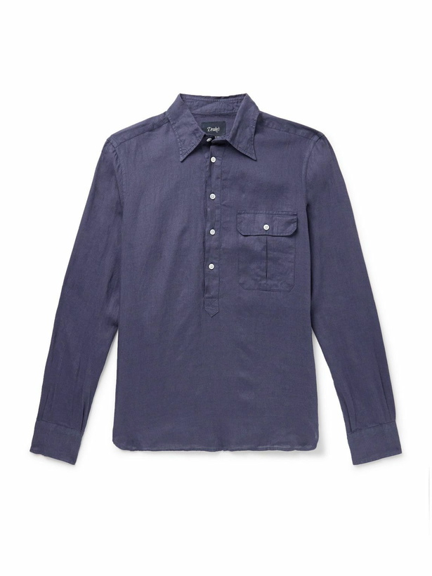 Photo: Drake's - Linen Shirt - Blue