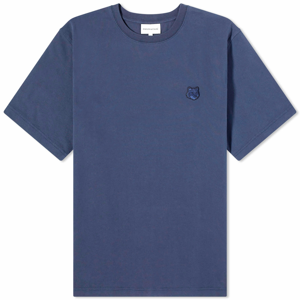 Maison Kitsuné Men's Bold Fox Head Patch Comfort T-Shirt in Ink Blue ...