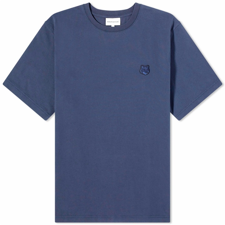 Photo: Maison Kitsuné Men's Bold Fox Head Patch Comfort T-Shirt in Ink Blue