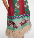 La DoubleJ Swing feather-trimmed silk minidress