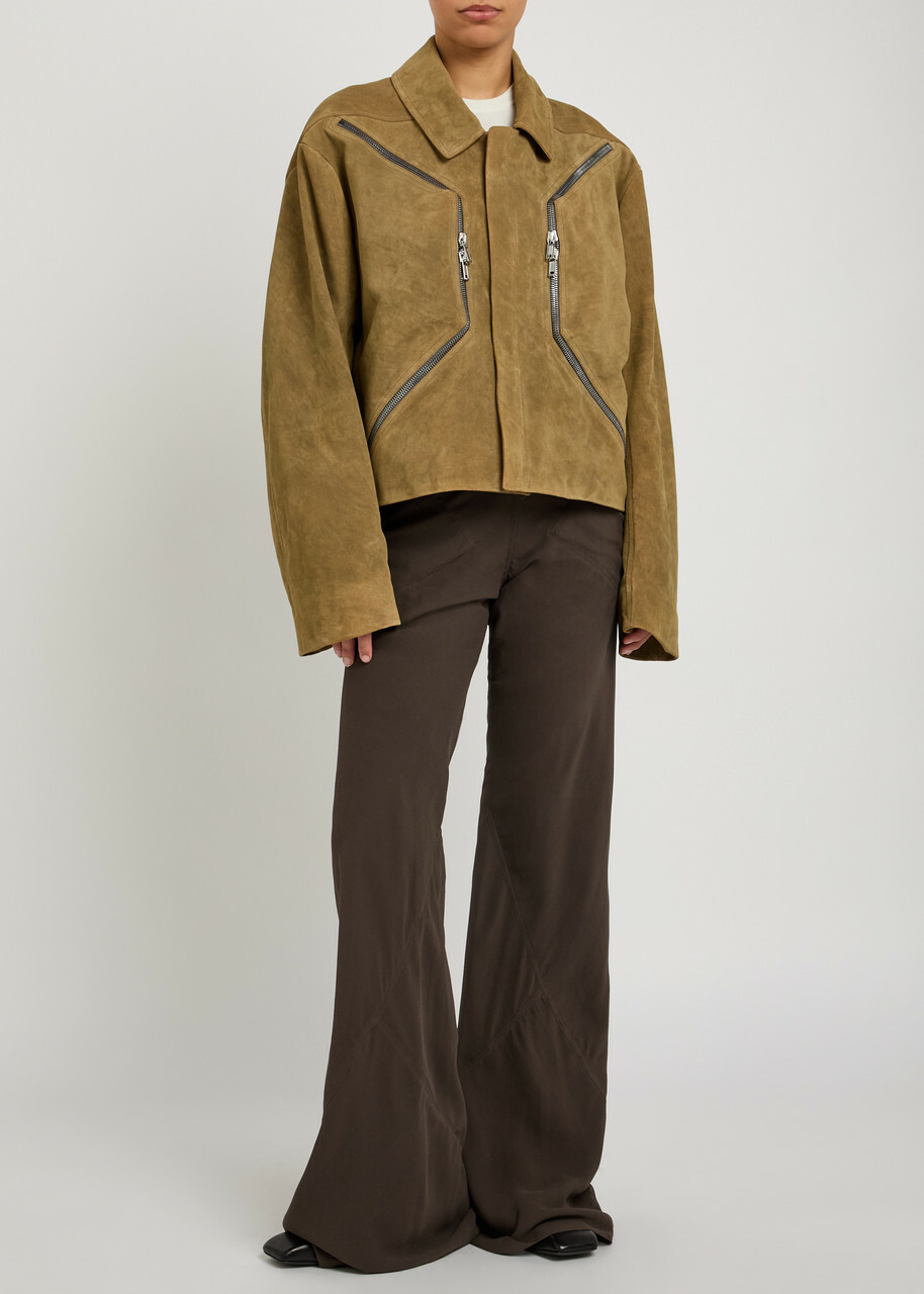 Rick Owens Heizer Suede Jacket Brown