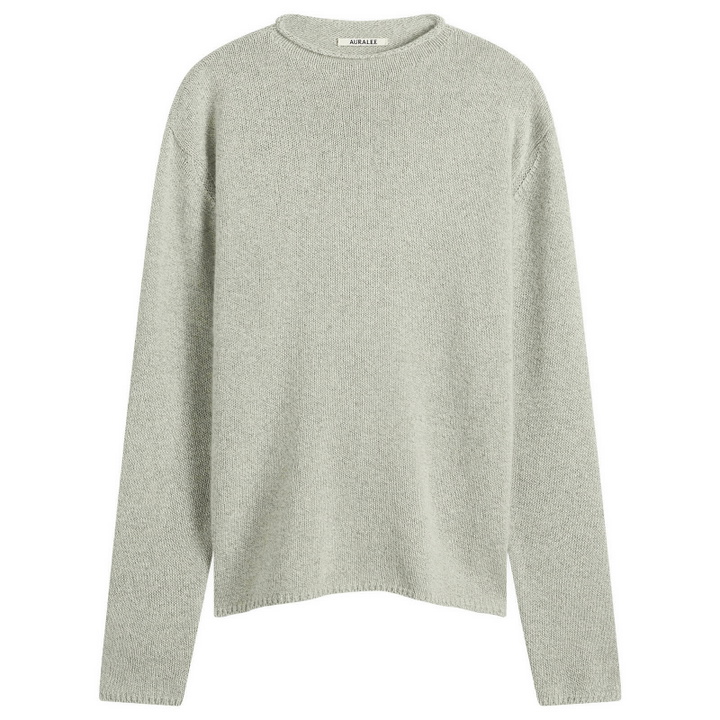 Photo: Auralee Men's Cashmere Silk Melange Knit Jumper in Mix Mint Gray
