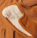 J.Crew - Sherpa-Lined Suede-Panelled Leather Gloves - Men - Tan