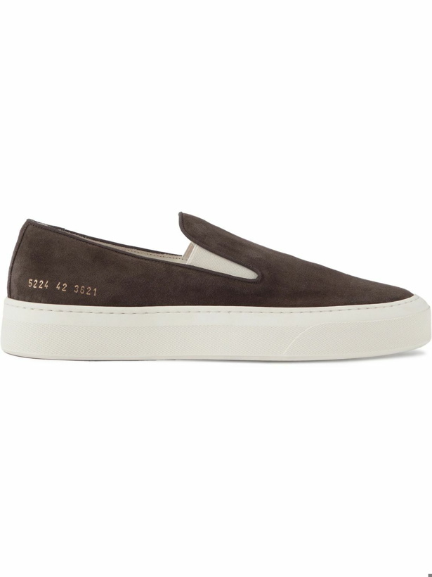 Photo: Common Projects - Suede Slip-On Sneakers - Brown
