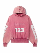RRR123 - USO-123 Logo-Print Embroidered Cotton-Jersey Hoodie - Pink