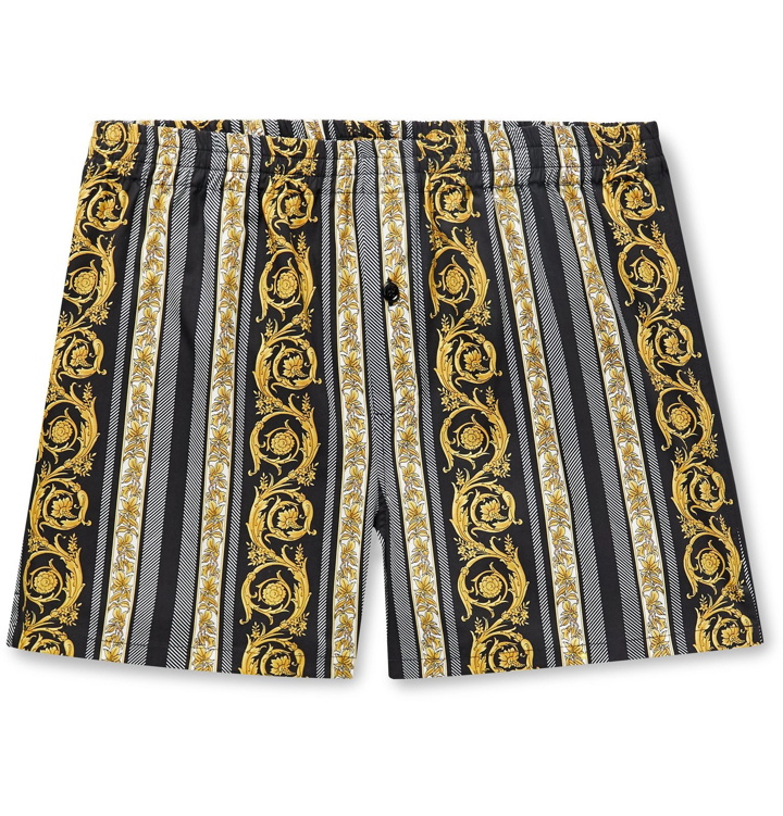 Photo: Versace - Printed Cotton Boxer Shorts - Black