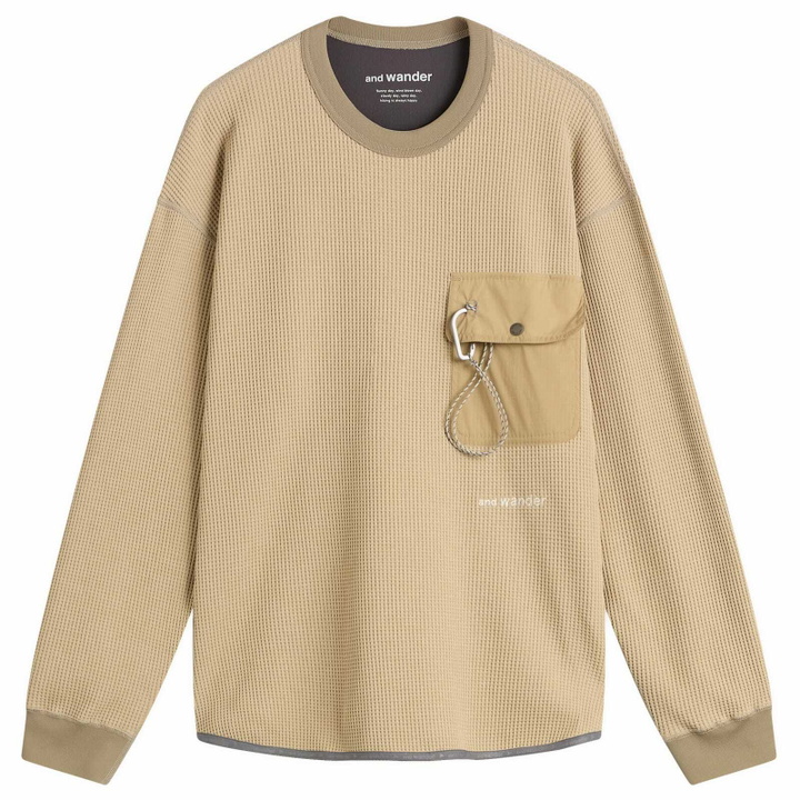 Photo: and wander Men's Longsleeve Waffle T-Shirt in Beige