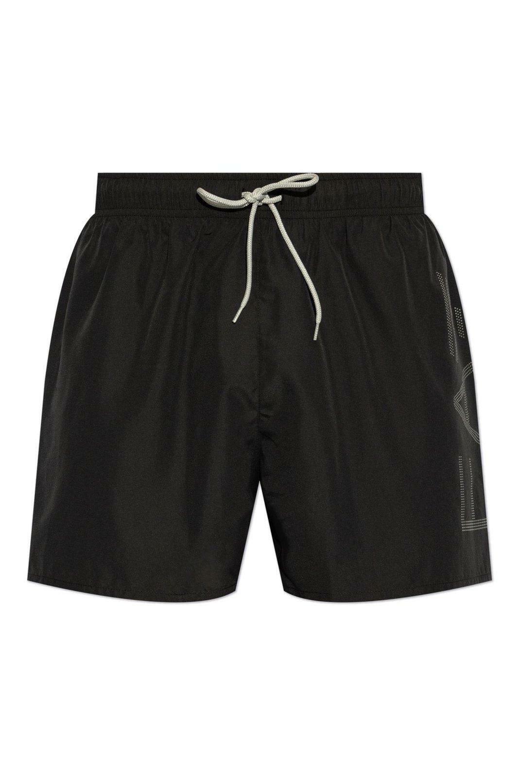 EA7 Logo Printed Drawstring Swim Shorts