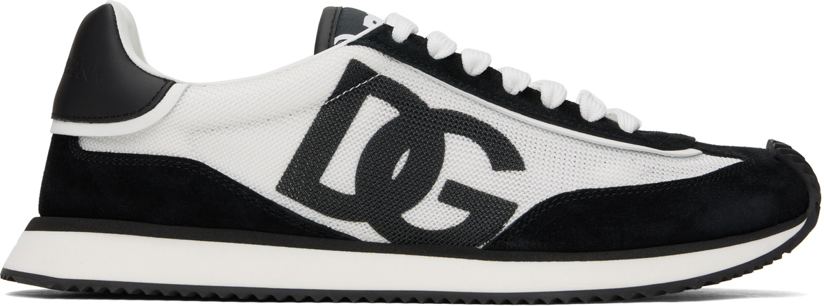 Dolce&Gabbana White & Black Mixed-Material 'DG' Cushion Sneakers
