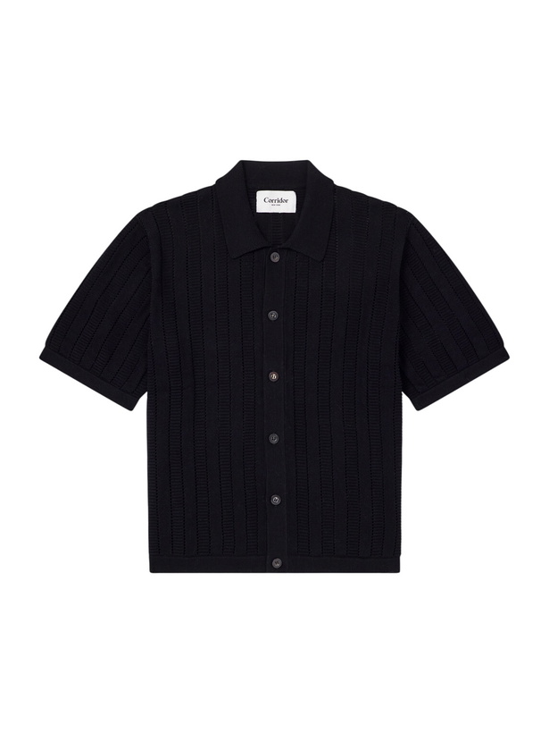 Photo: Corridor - Pointelle-Knit Cotton Shirt - Black