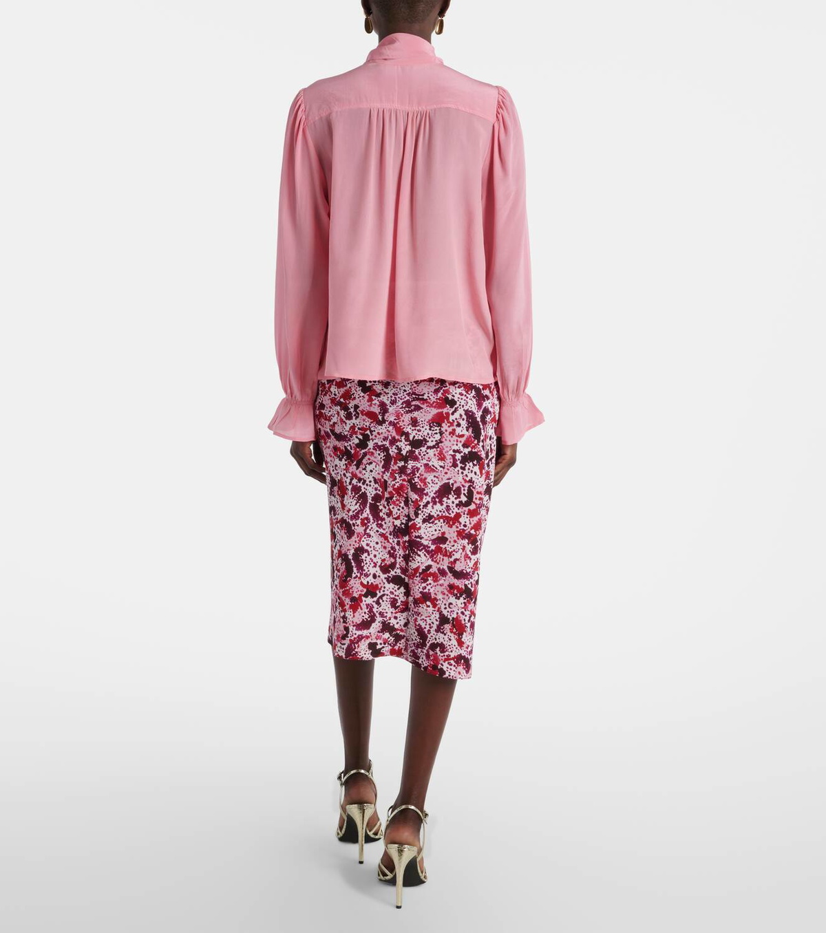 Rixo Wilhelmina tie-neck silk blouse