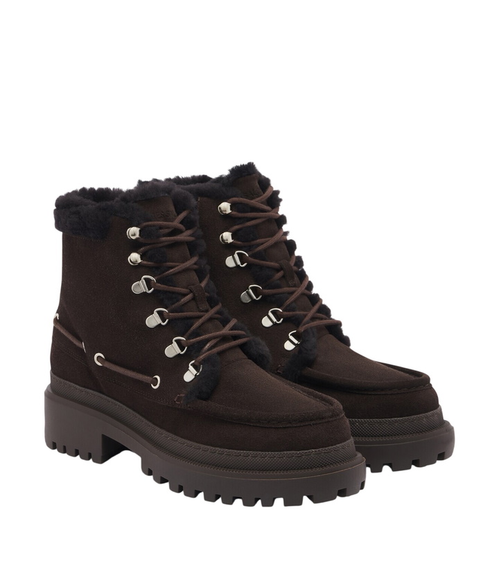 Photo: Yves Salomon Shearling-lined suede lace-up boots