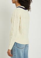 Nili Lotan Fabiana Cable-knit Striped Wool Jumper Off White