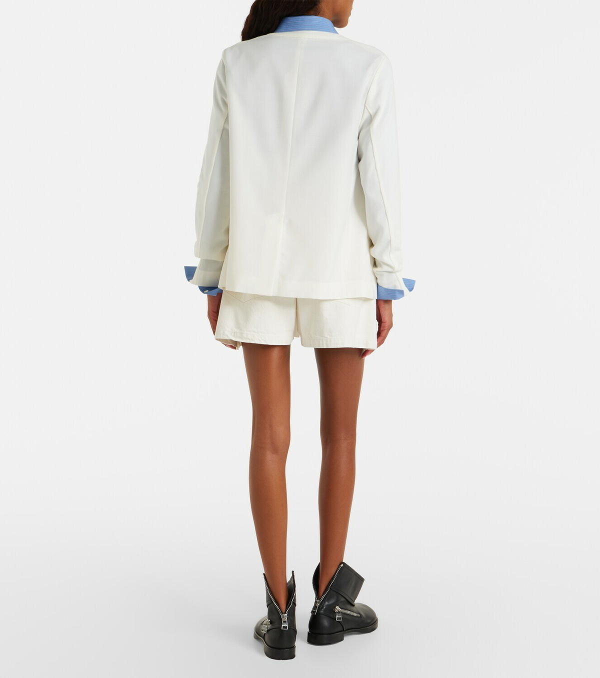 Sacai Paneled denim shorts