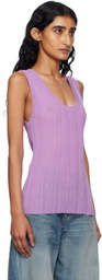 Versace Purple Ribbed Knit Tank Top