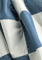Lovebirds Darcey Checked Cotton and Denim Midi Skirt Blue And White