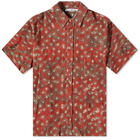 Acne Studios Men's Sambler Daisies Short Sleeve Shirt in Dark Red/Grey