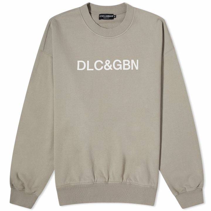 Photo: Dolce & Gabbana Men's Logo Crew Sweatshirt in Light Grey
