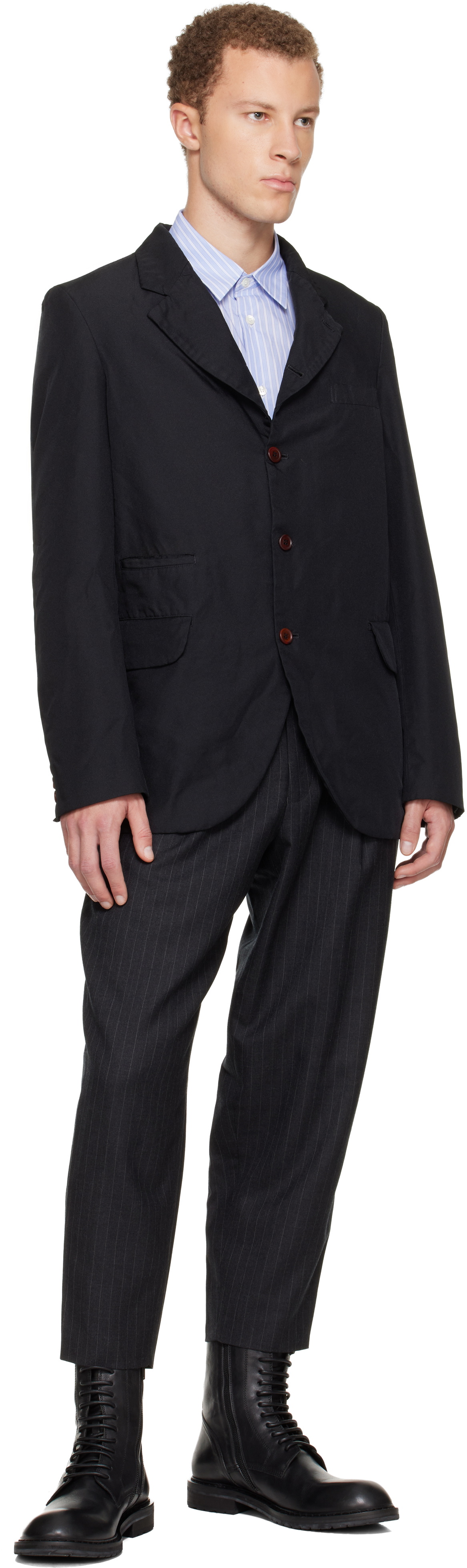 Comme des Garçons Homme Deux Gray Serge Pinstripe Trousers
