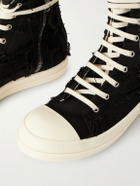 DRKSHDW by Rick Owens - Frayed Denim High-Top Sneakers - Black