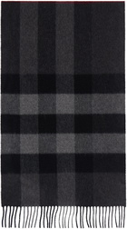 Burberry Gray Check Cashmere Scarf