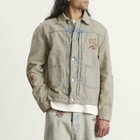Drôle de Monsieur Men's Embroidered Flowers Patch Denim Jacket in Dusty