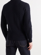 TOM FORD - Cable-Knit Wool, Cotton and Cashmere-Blend Mock-Neck Sweater - Blue